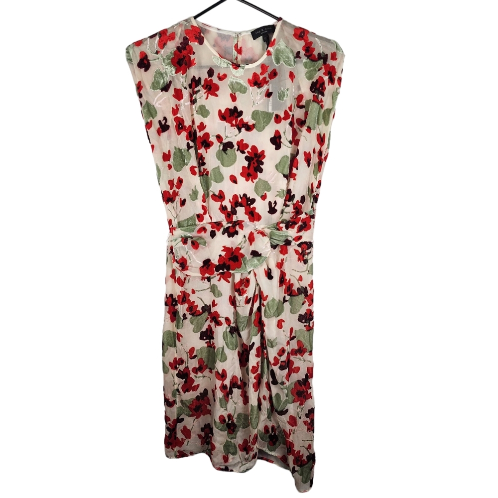 RAG & BONE Womens 0 Floral Velour Velvet Gigi Sleeveless Cap Sleeve Dress Classy - Picture 2 of 10